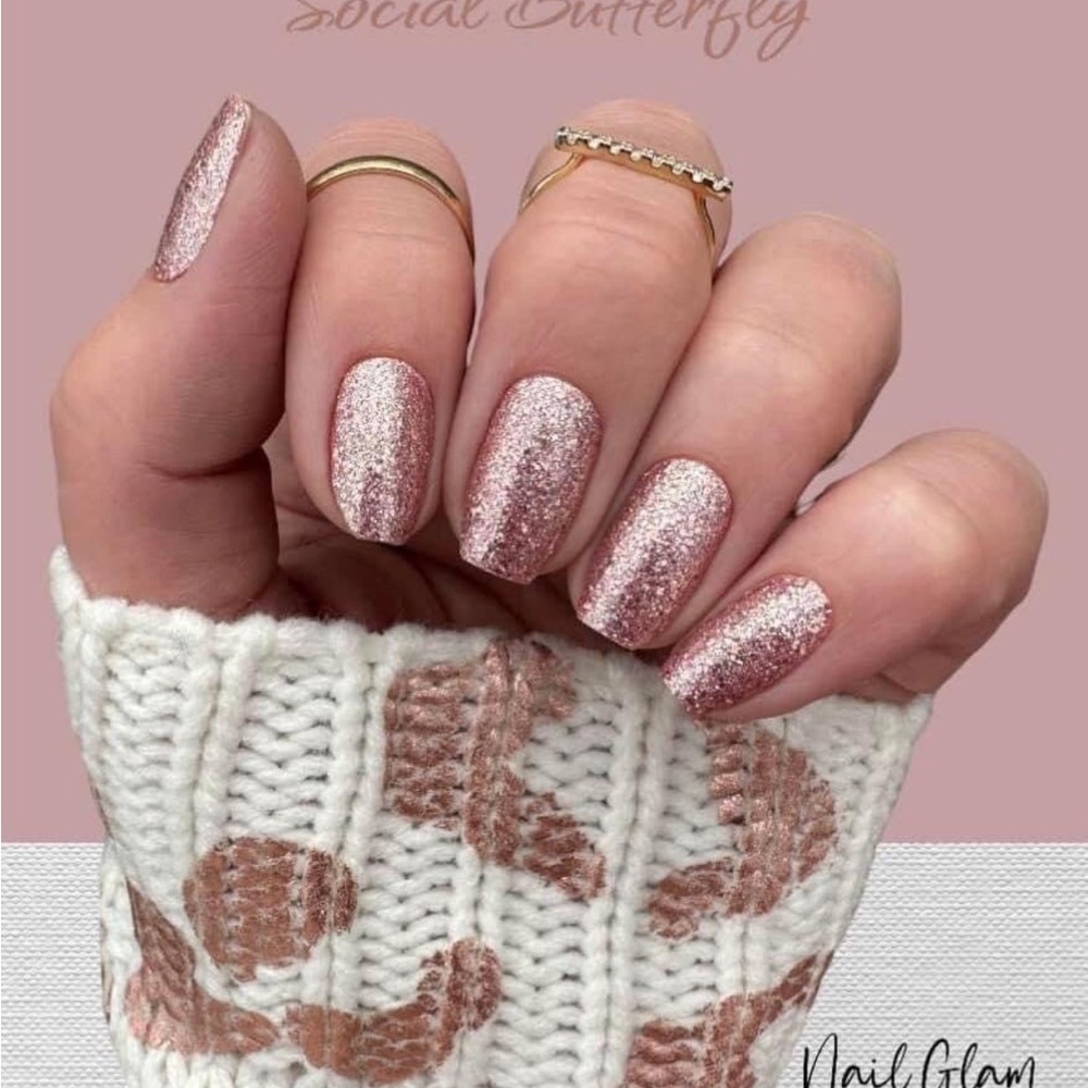 *Retired* Color Street: Social Butterfly | Rose Gold Glitter Pink Metallic Party - Picture 8 of 16